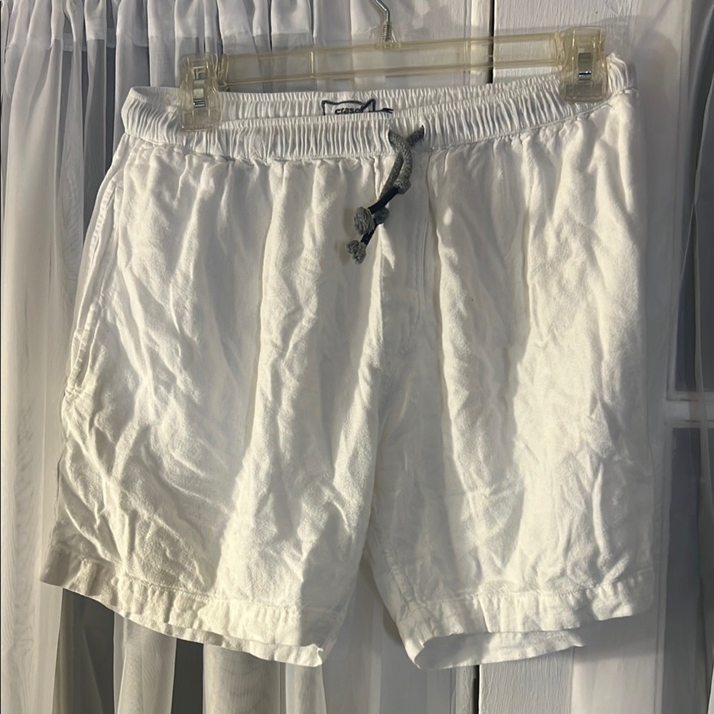 crasqi linen blend White Drawstring Elastic Waist Shorts Men’s Size Large